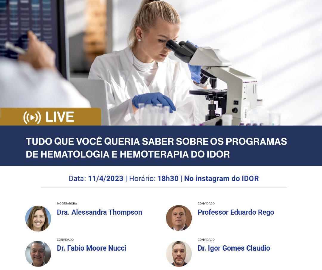 imagem de LIVE: Conheça tudo sobre os Programas de Residência Médica em Hematologia e Hemoterapia do IDOR.