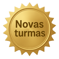 Selo dourado com a frase Novas turmas, relacionado ao PEC-IDOR da IDOR, curso de inglês para colaboradores e alunos da Faculdade IDOR.